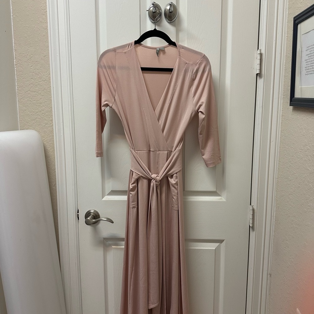 ASOS Blush Long Sleeve Wrap Dress